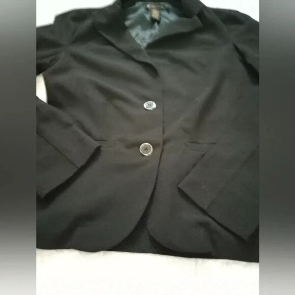 Grass Collection Women’s Black Sz L Blazer Jacket Button Sleeves Stretchy - Picture 2 of 13